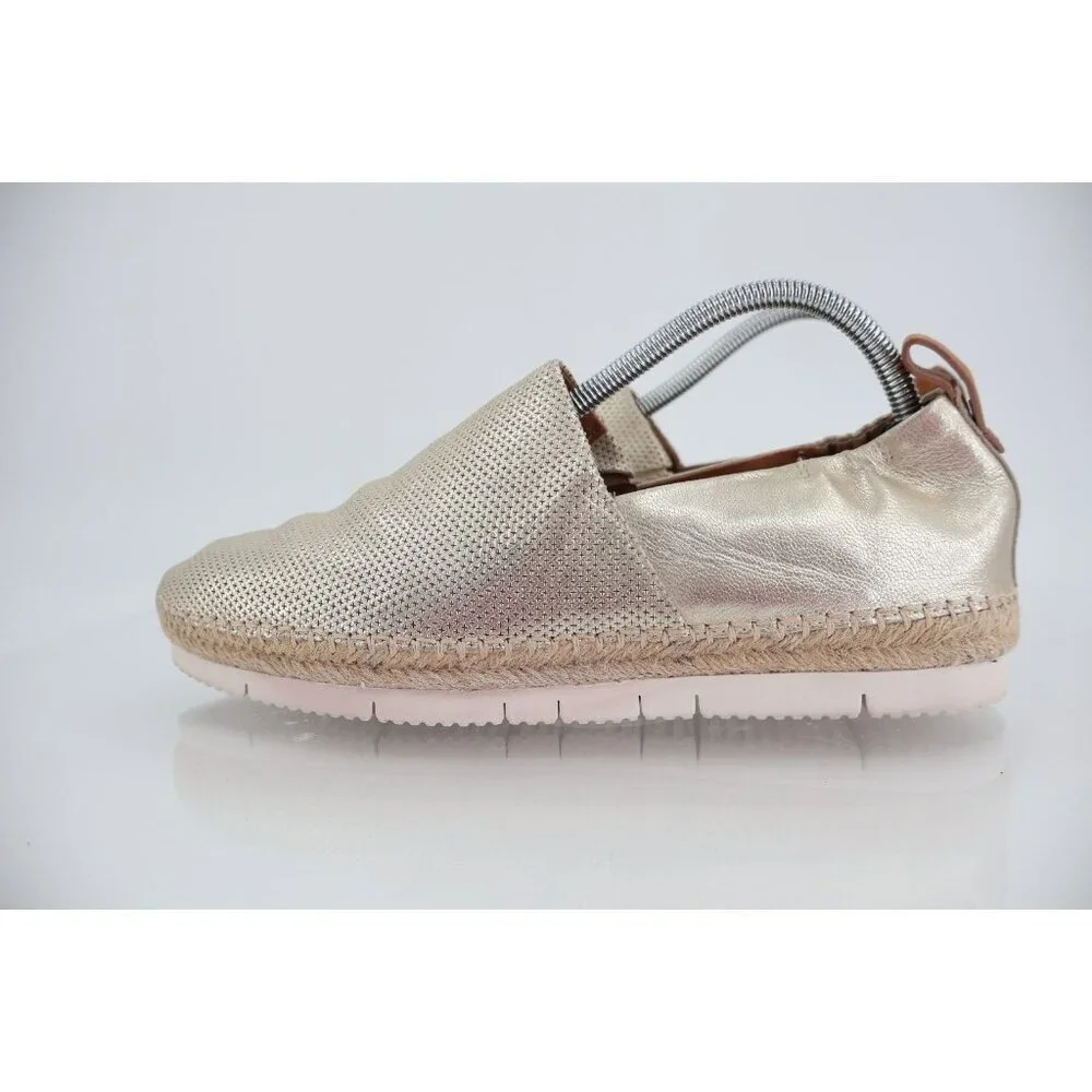 Gentle Souls Women's 10 Lara A-Line Sporty 2 Espadrilles Gold Leather Flats